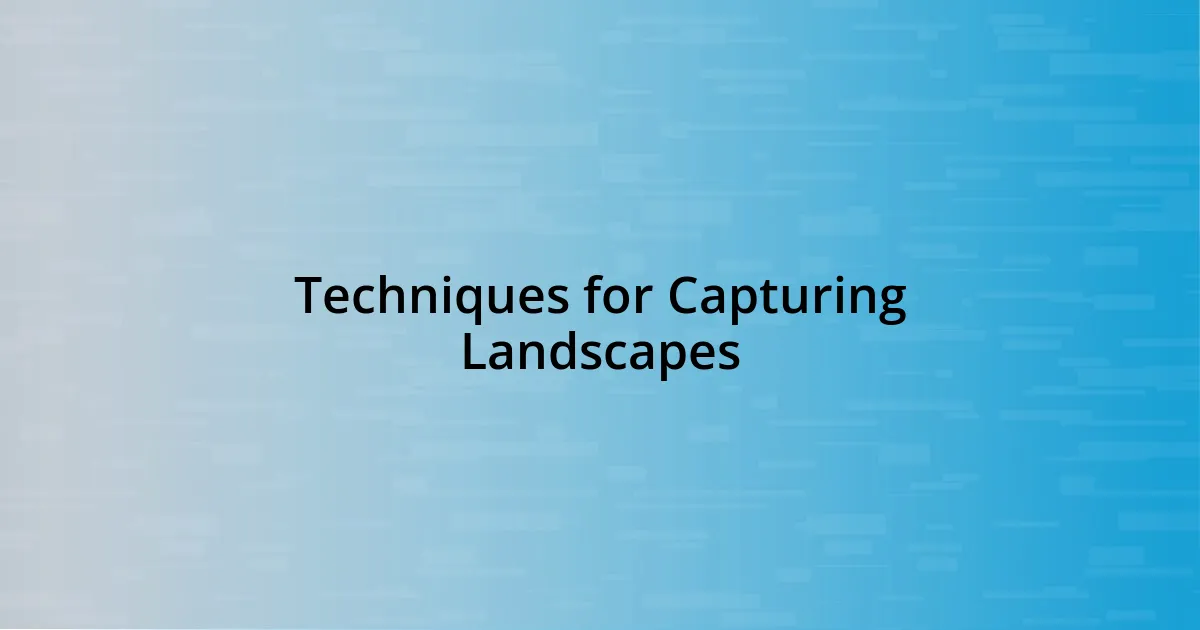 Techniques for Capturing Landscapes