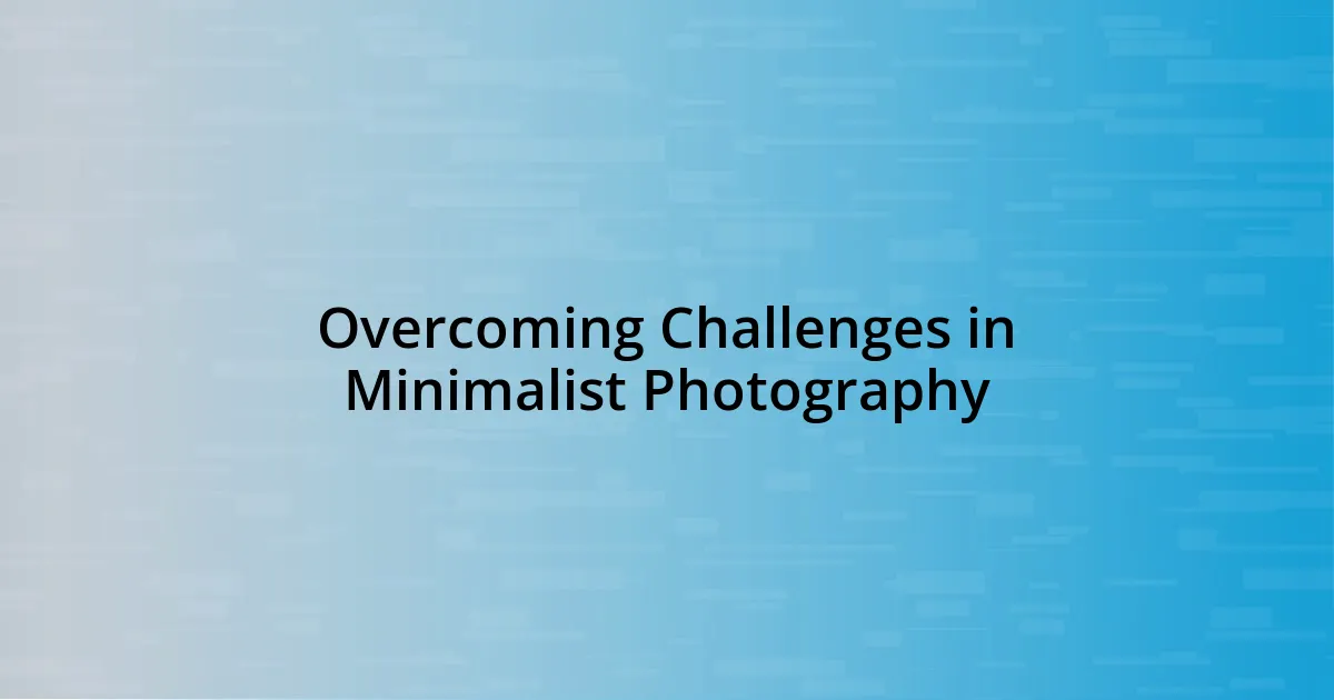 Overcoming Challenges in Minimalist Photography