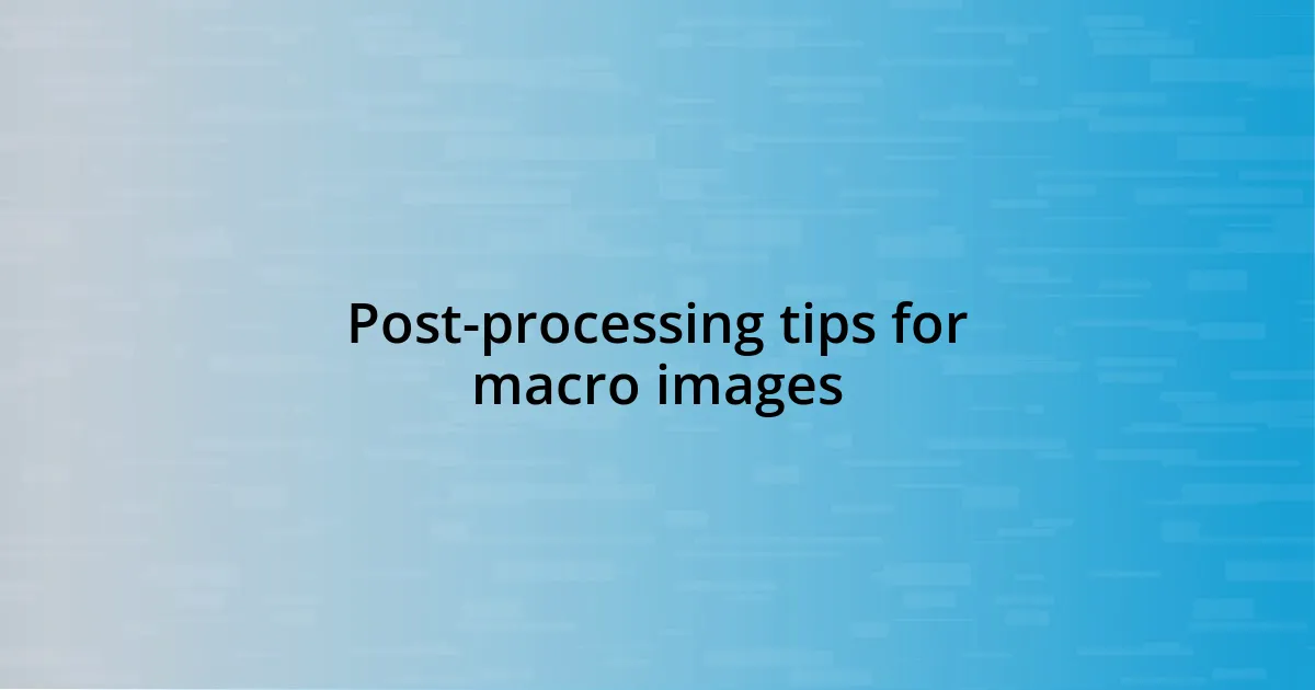 Post-processing tips for macro images